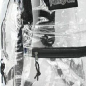 Clear Black Backpack 17" w/ Front Zipper Pocket